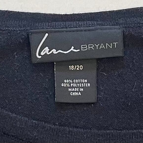 Lane Bryant Cotton Blend Black Short Sleeve Sweater Animal Print Heart, Size 18 - Picture 6 of 9